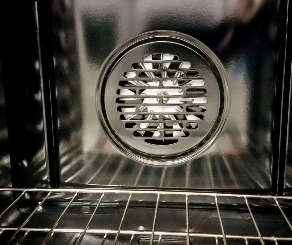 The fan inside a convection oven